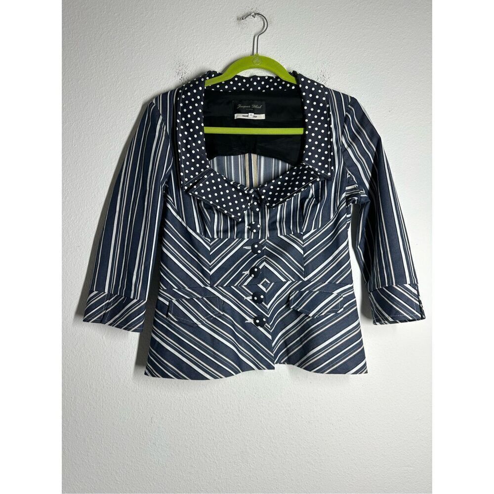 Jacques Dhiab Milano Rare Women’s Striped Blazer Cotton Blend Sz 10 See Notes